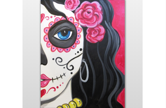 Paint Nite Sultry Calavera "Sugar Skull" Painting Classes Washington
